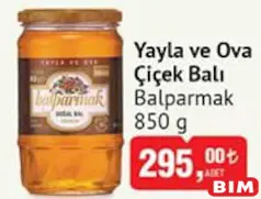 BALPARMAK YAYLA VE OVA ÇİÇEK BALI 850 G